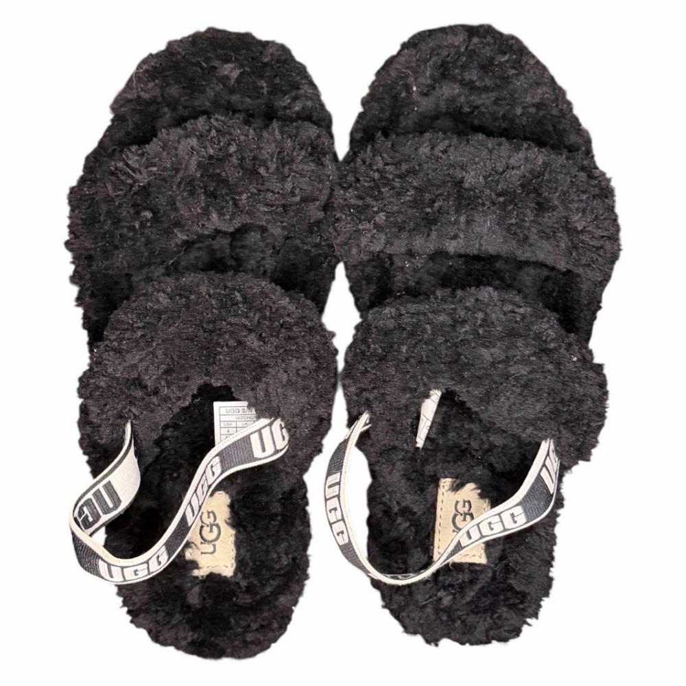 UGG Black Fuzzy Sandals